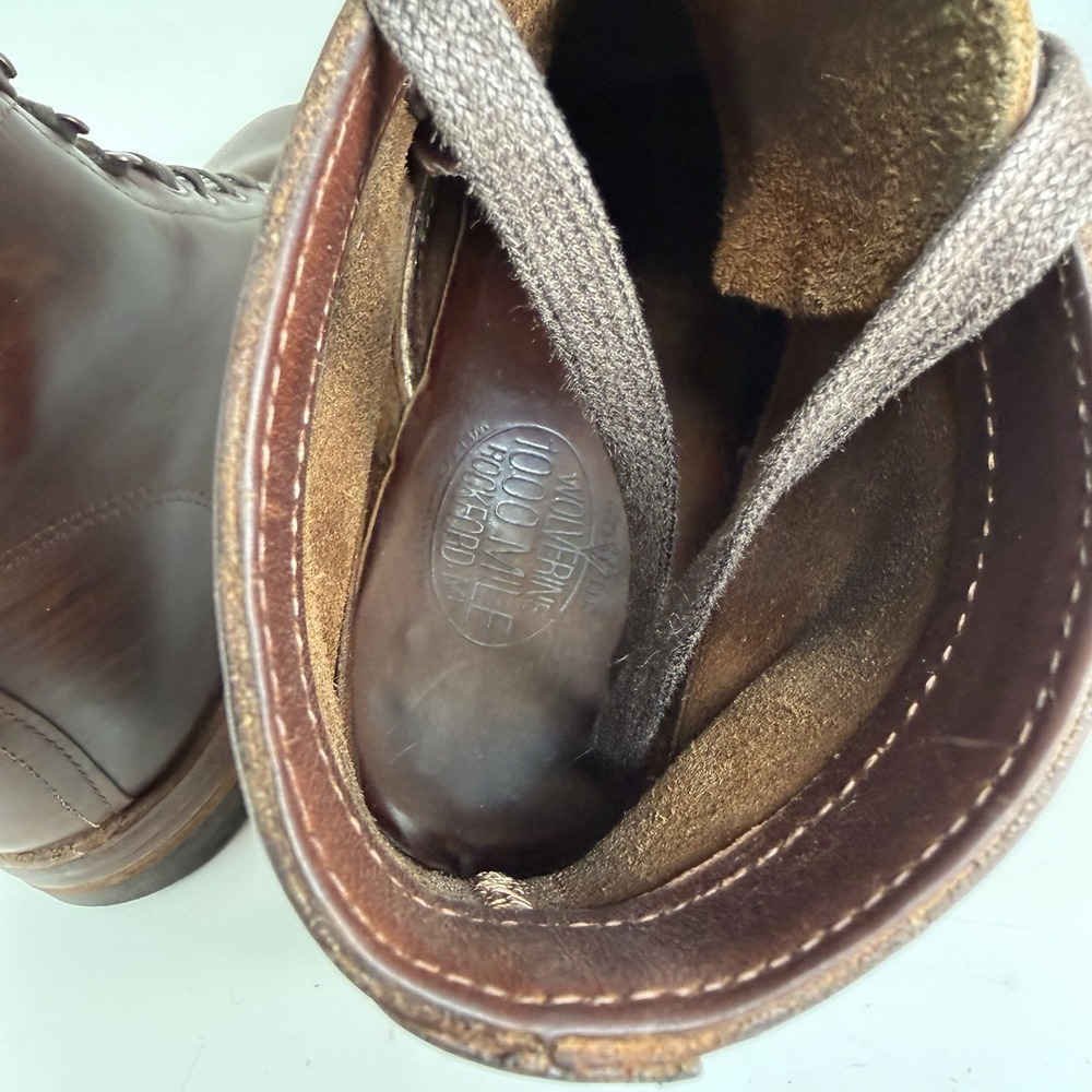 Wolverine 1000 Mile PLAIN TOE Classic Boot Havana Brown W990072 Men's 10.5 D USA - Picture 10 of 15